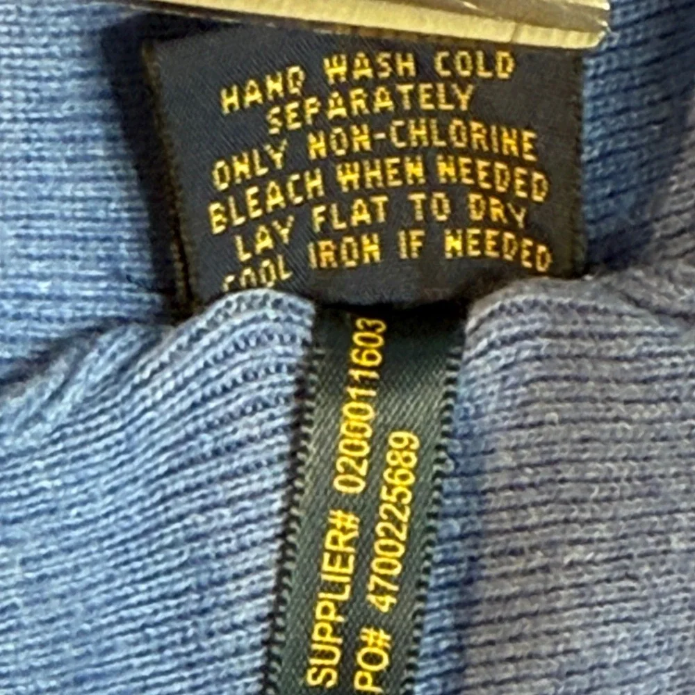 Ralph Lauren Men's 2XL Sweater Preppy Pony Blue Pima Cotton‎ V-neck Jumper EUC